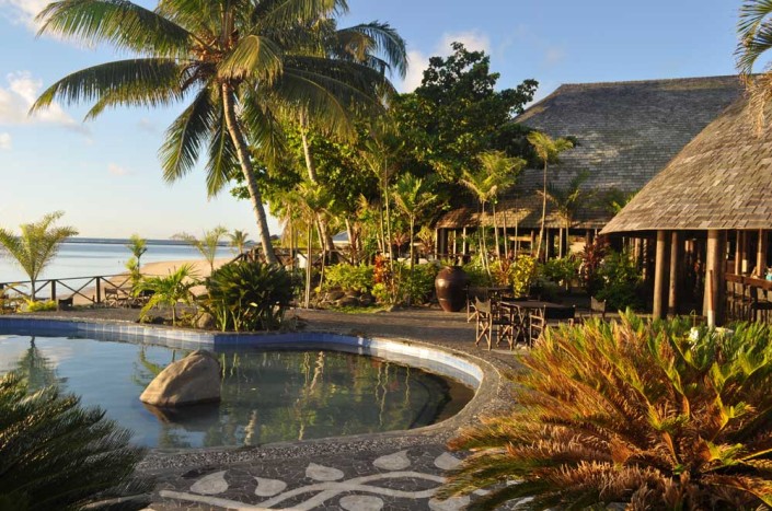Le Lagoto Resort Savaii, Samoa – Exterior at Sunset Le Lagoto Resort Savaii, Samoa - Exterior at Sunset
