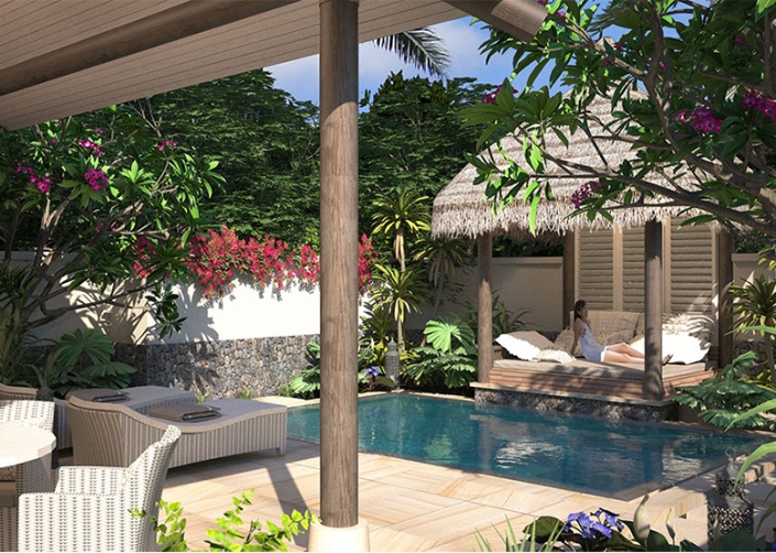 Auberge Beach Villas at Nanuku Fij I – Outdoor Courtyard with Plunge Pool Auberge Beach Villas at Nanuku Fij I - Outdoor Courtyard with Plunge Pool