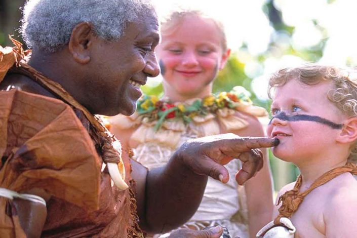 Fijian Family Holiday – Warrior with Boy – Shangri La Fijian Resort Fijian Family Holiday - Warrior with Boy - Shangri La Fijian Resort