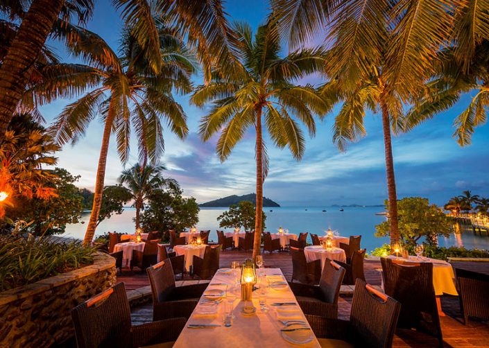 Likuliku Lagoon Resort, Fiji – Fijiana Restaurant Outdoor Terrace Likuliku Lagoon Resort, Fiji - Fijiana Restaurant Outdoor Terrace