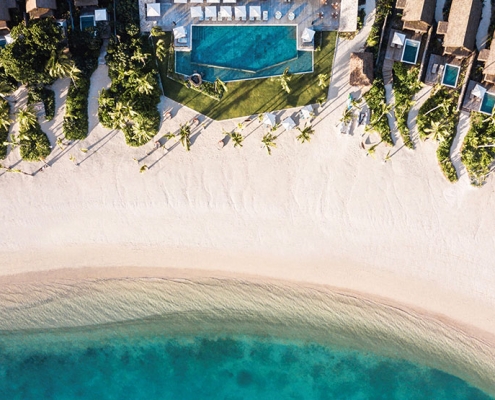 Six Senses Fiji - Beach Front Plunge Pool Villas and Tovolea - Aerial View