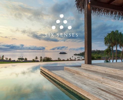 Sunset over Residence Pool - Six Senses Fiji