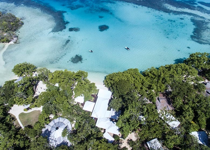 Barrier Beach Resort – Santo – Vanuatu Resorts – Aerieal View of Resort Shoreline and Ocean Barrier Beach Resort - Santo - Vanuatu Resorts - Aerieal View of Resort Shoreline and Ocean