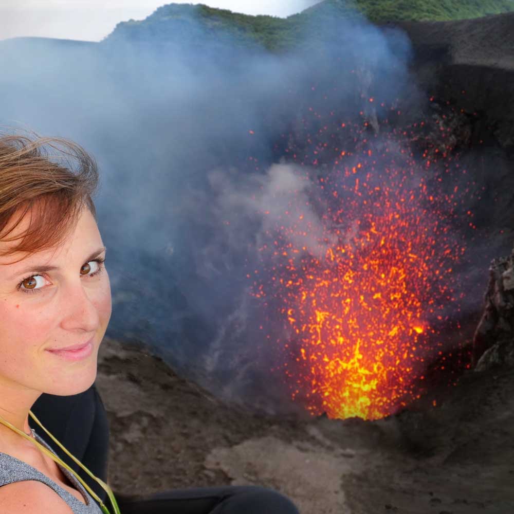 Standing on the rim of Mt Yasur