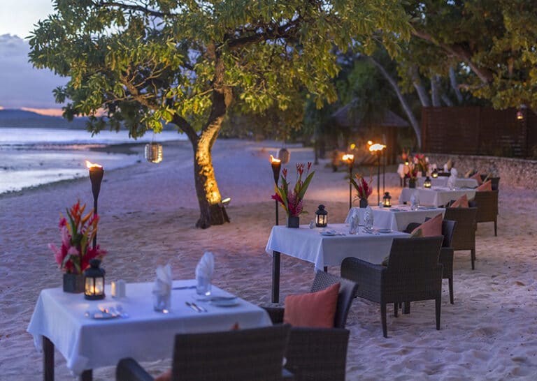 Eratap Beach Resort - Luxury Vanuatu - Sunset Beachside dining