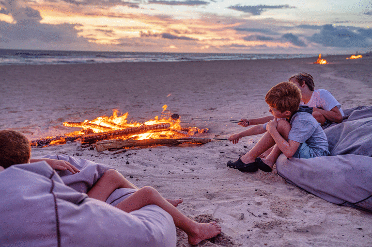 Tamanu on the Beach - Luxury Vanuatu Boutique Resort - Kids having a bonfire