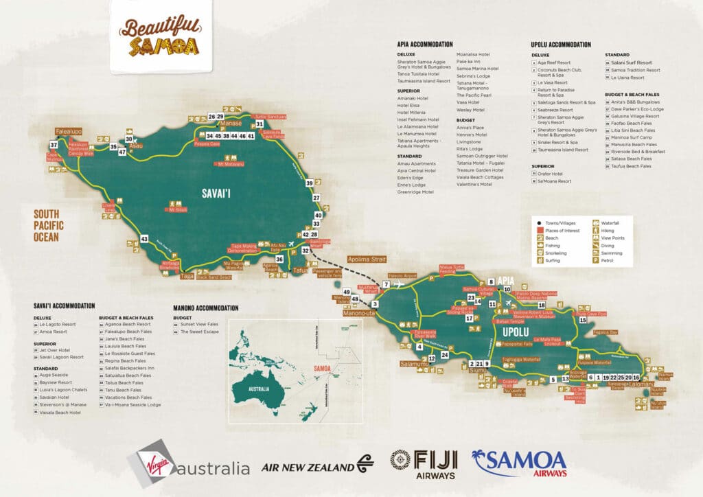 Island Escapes Samoa Holidays Samoa Map