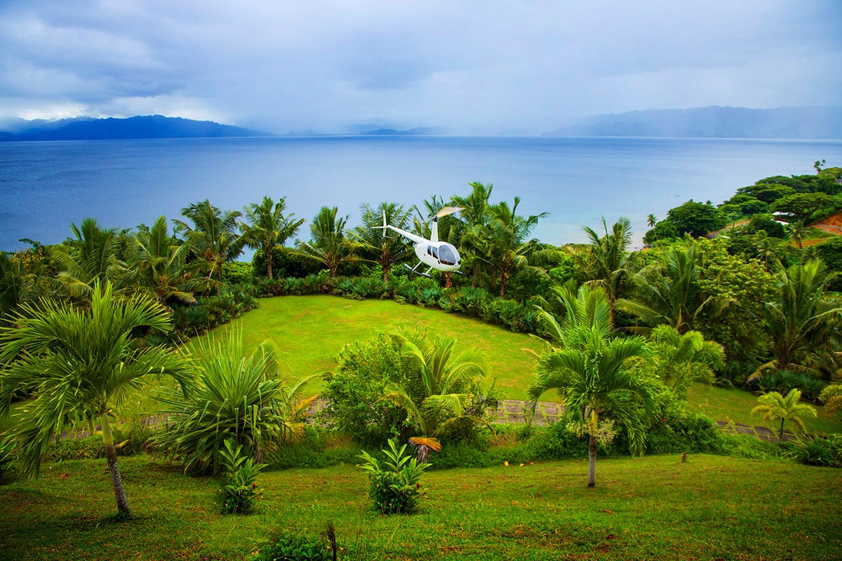 Tavola helipad Luxury Fiji Holiday Residence Island Escapes