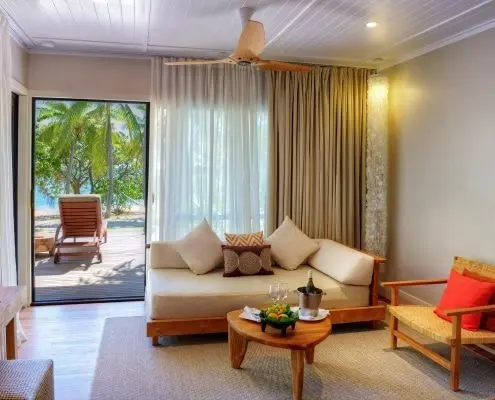 Beachfront Villa interior Vomo Island Fiji