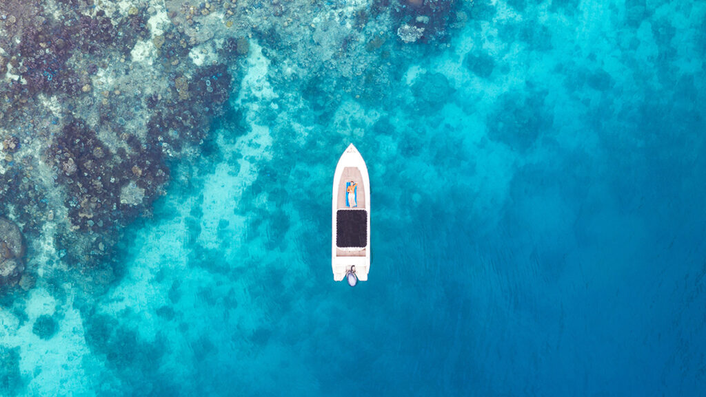 Royal Davui Island - aerial boat