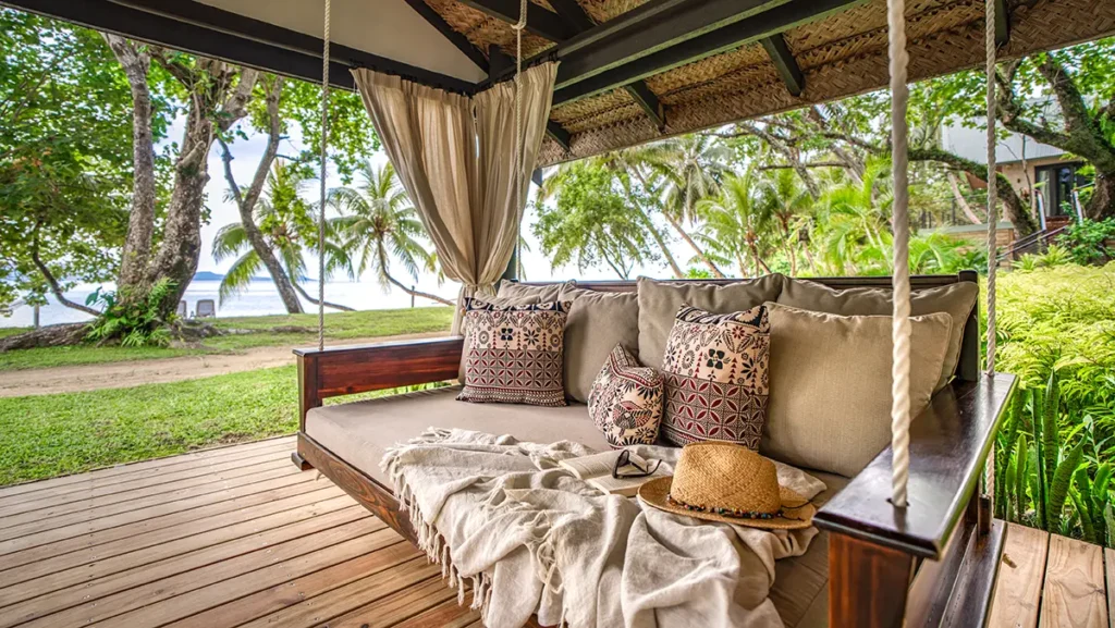 Matangi Private Island Resort Fiji - beachfront bure day bed