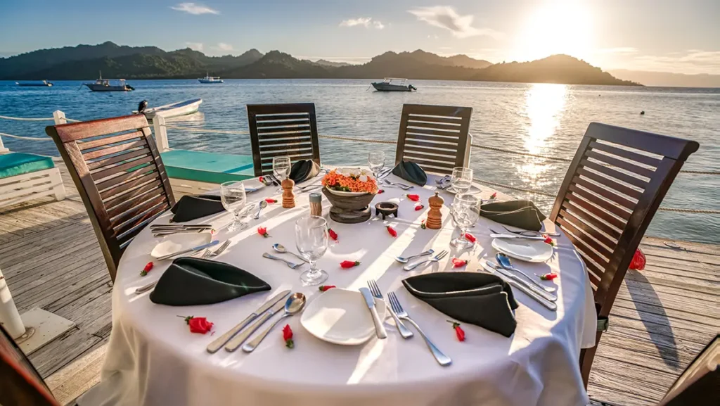 Matangi Private Island Resort Fiji - waterfront dining