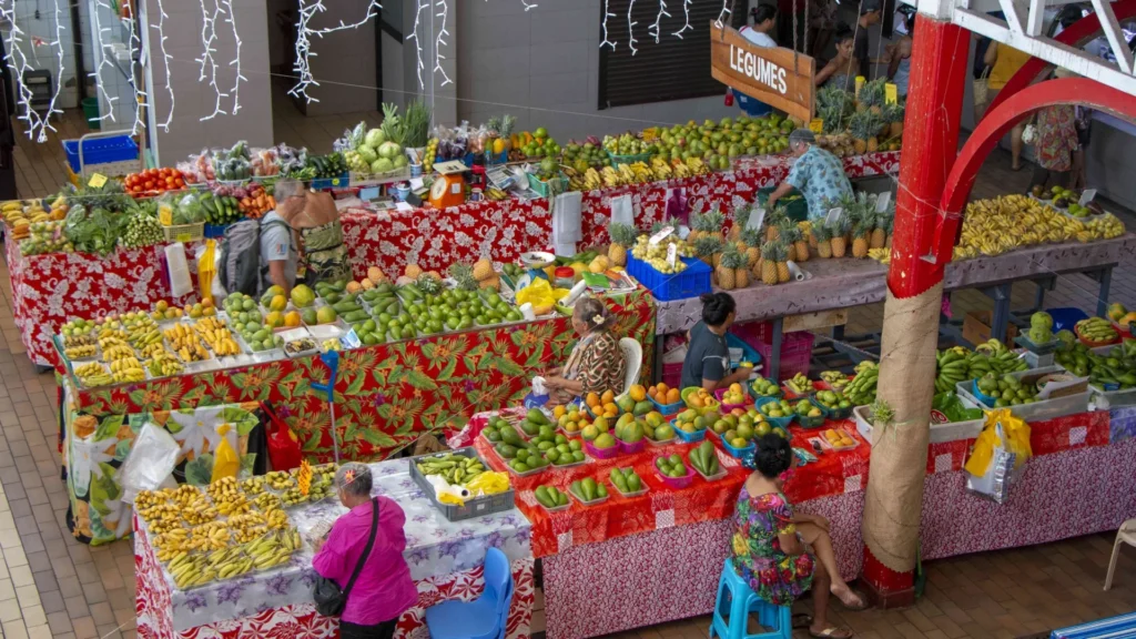 Papeete Market Food Stalls Tahiti Island Tahiti