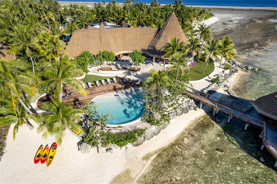 Le Tikehau Aerial View Atoll Lagoon French Polynesia