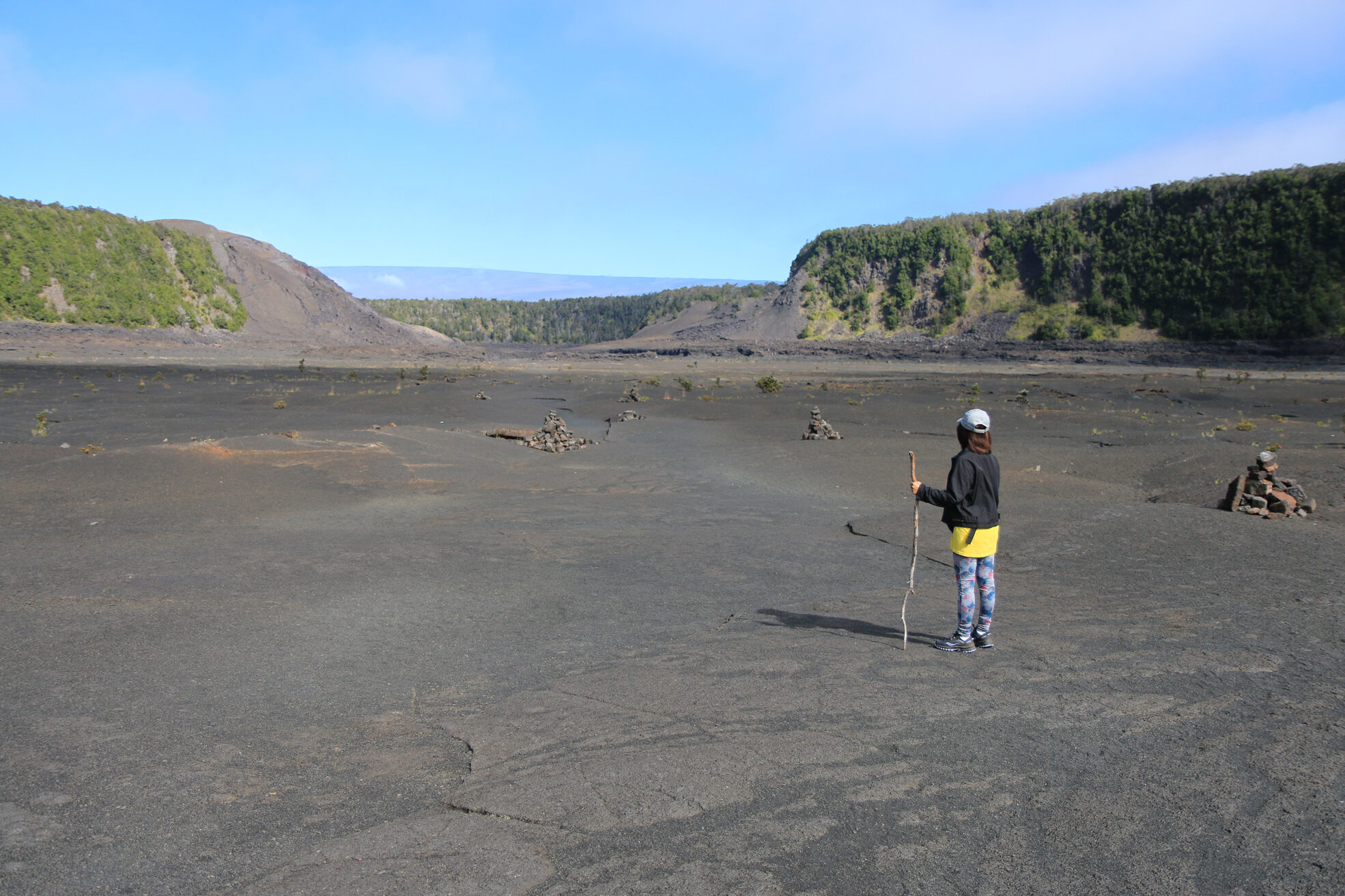 Hawaii Island Big Island of Hawaii woman hiking at hawaii volcanoes national park hawaii volcanoes national park ihvb 00453 jpg