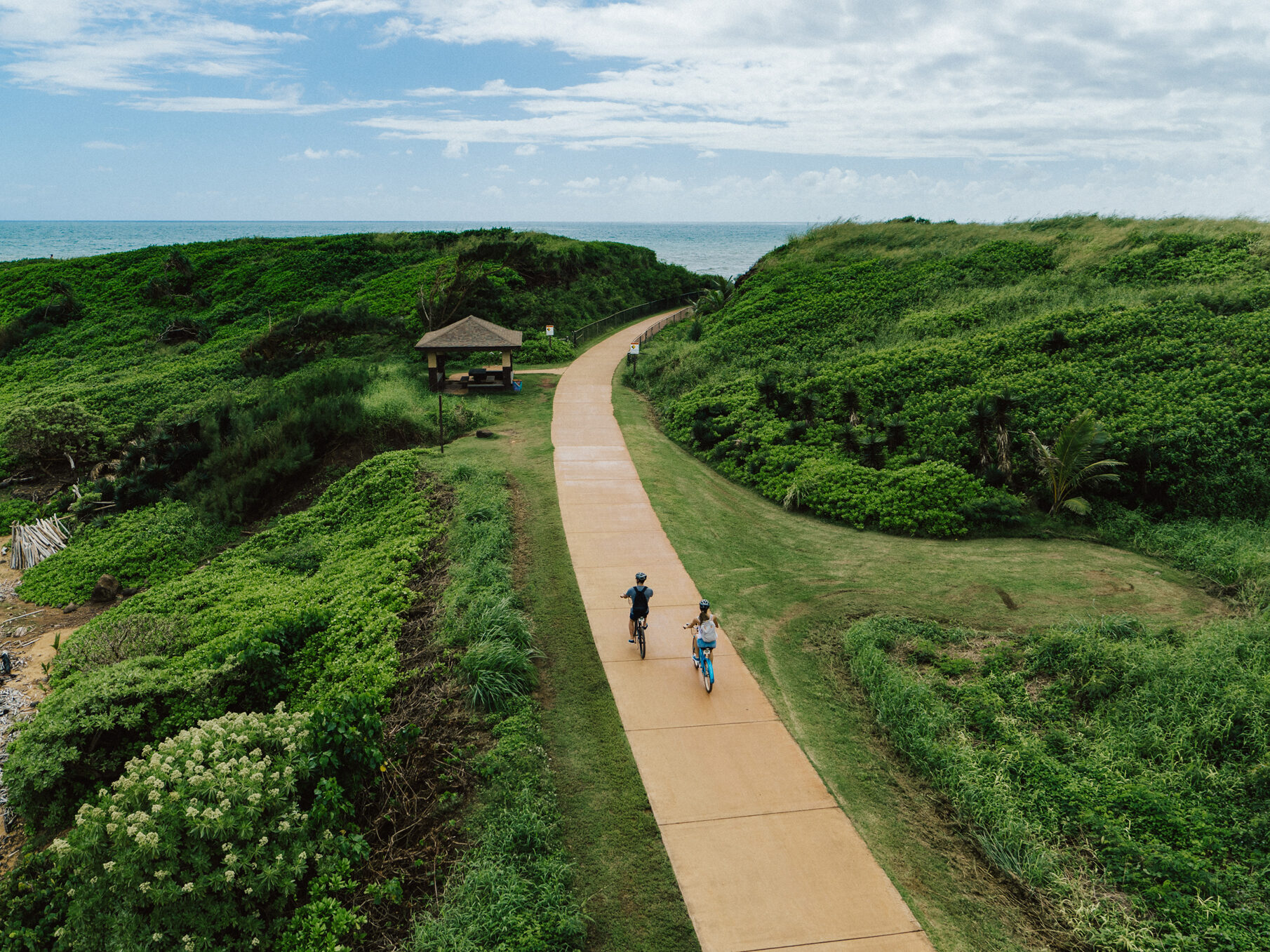 aerial view of cyclists on the ke ala hele makalae path kapaa kauai 18087 jpg