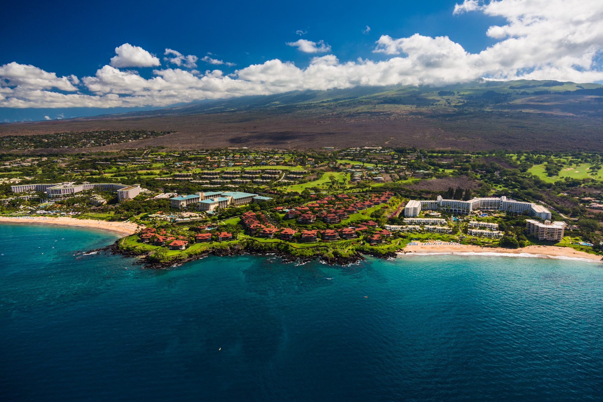hawaii maui south wailea coastline resorts aerial 01 jpg
