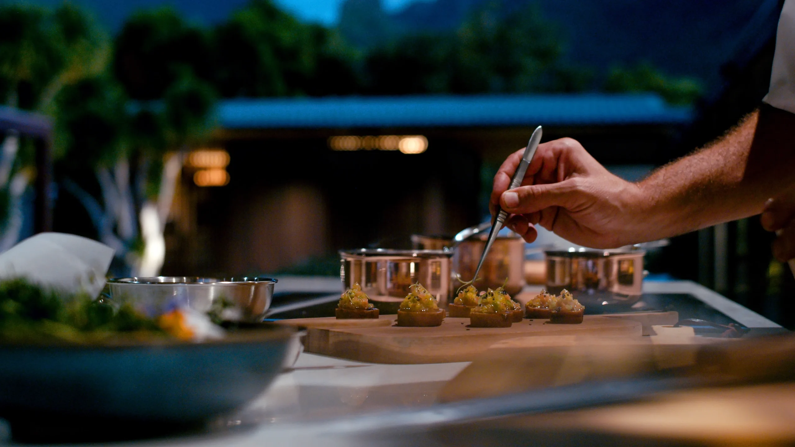 Fine dining plated by private chefs at 'Oro Paraoa
